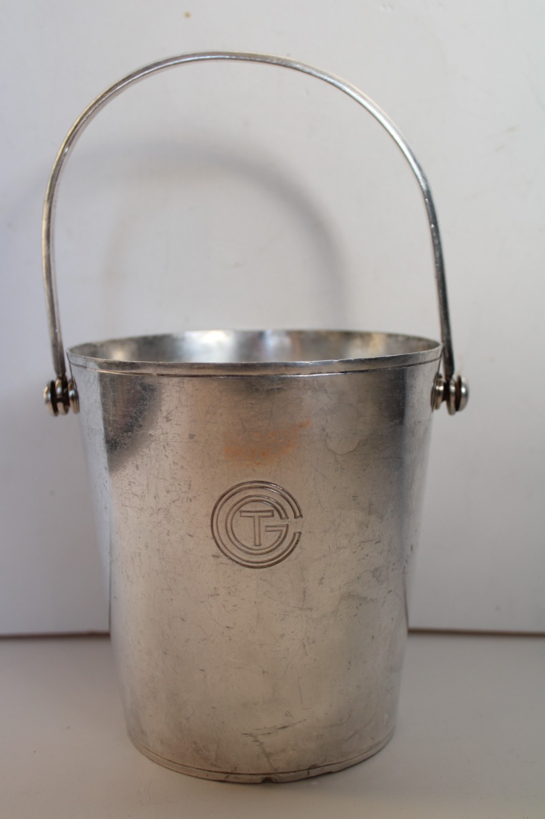 Vtg Christofle Plated Champagne Ice Bucket, France, Atlas, S. S. Normandie, CGT