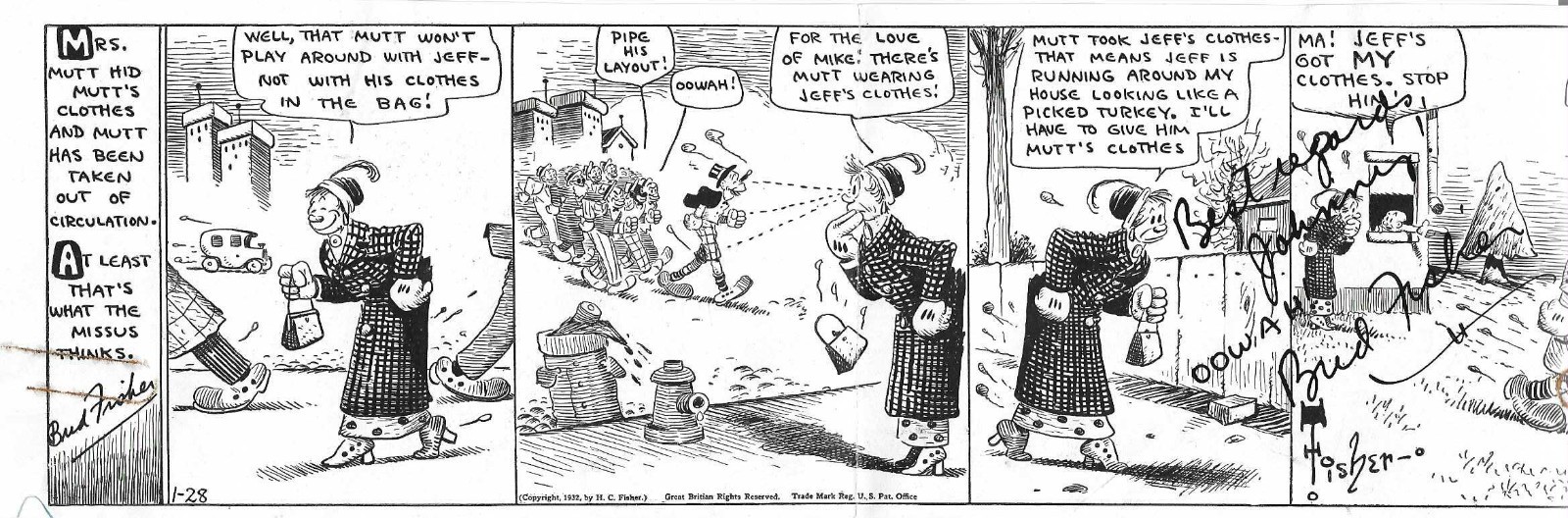 Bud Fisher AUTOGRAPHED 1932 CALENDARD PROOF LETTER MAILER Mutt Jeff Comic Strip Bud Fisher AUTOGRAPHED 1932 CALENDARD PROOF LETTER MAILER Mutt Jeff Comic Strip