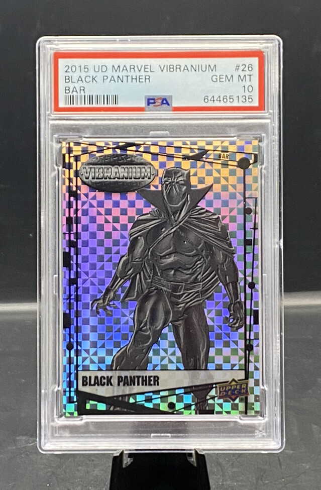 2015 Upper Deck Marvel Vibranium BLACK PANTHER Bar Refractor /5 🔥 PSA ‘10’ 🔥 2015 Upper Deck Marvel Vibranium BLACK PANTHER Bar Refractor /5 🔥 PSA ‘10’ 🔥