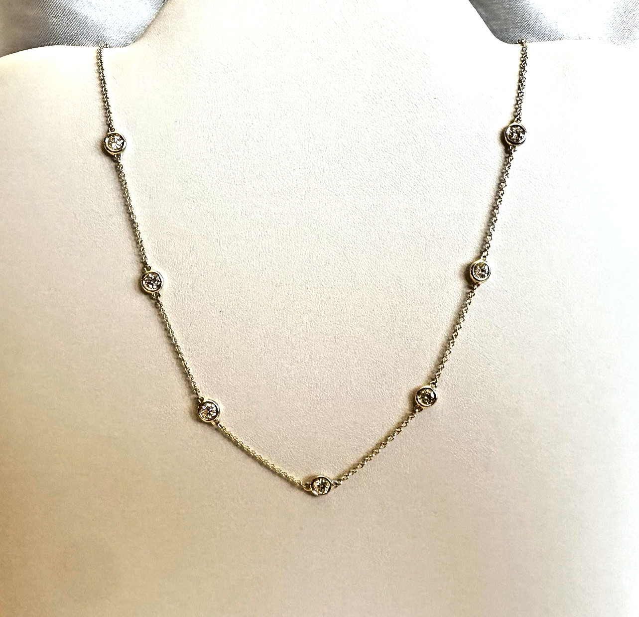 14K YELLOW GOLD - DIAMOND (1.00Ct) BY THE YARD STYLE NECKLACE / 16 14K YELLOW GOLD - DIAMOND (1.00Ct) BY THE YARD STYLE NECKLACE / 16