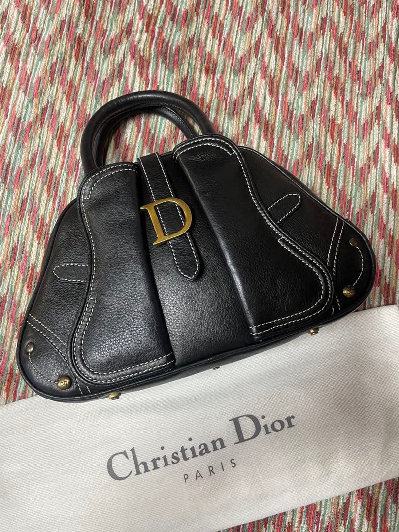 Vhtf Christian Dior Small Saddle Bag Leather Black John Galliano Dior Women Rare
