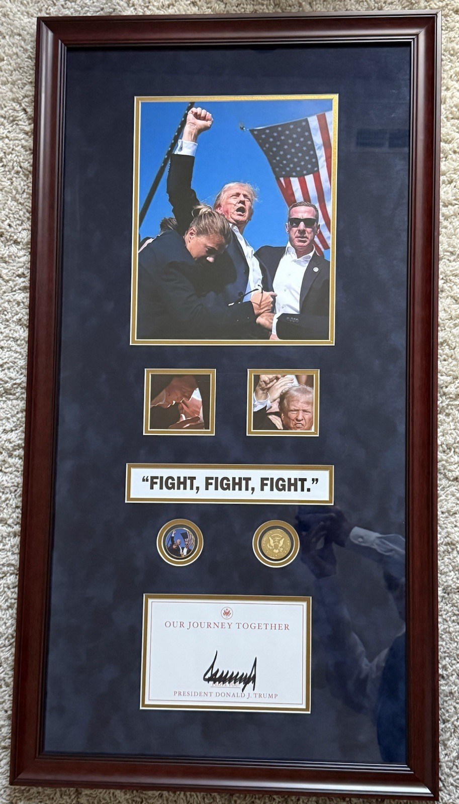 Custom Framed, #1 Of 54 Signed Donald Trump “Fight, Fight, Fight.” Memorabilia Custom Framed, #1 Of 54 Signed Donald Trump “Fight, Fight, Fight.” Memorabilia