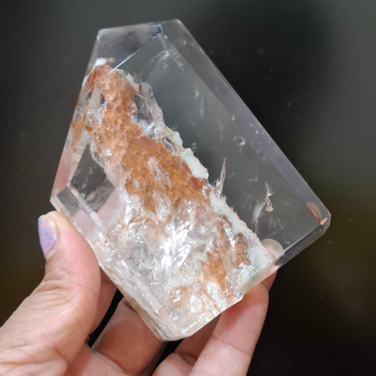 Natural Satyaloka Crystal  Rainbow Quartz With  Red Lithium Quartz  234  Gram
