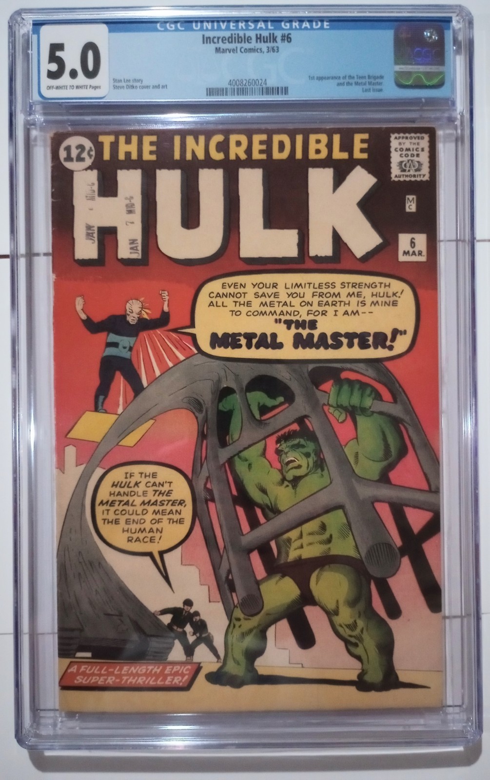 Incredible Hulk #6 (Early Marvel Comics March 1963) CGC 5.0 last issue Incredible Hulk #6 (Early Marvel Comics March 1963) CGC 5.0 last issue