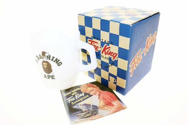 A Bathing Ape x Peanuts Snoopy Fire-King 2014 White Stackable Mug 11.5cm