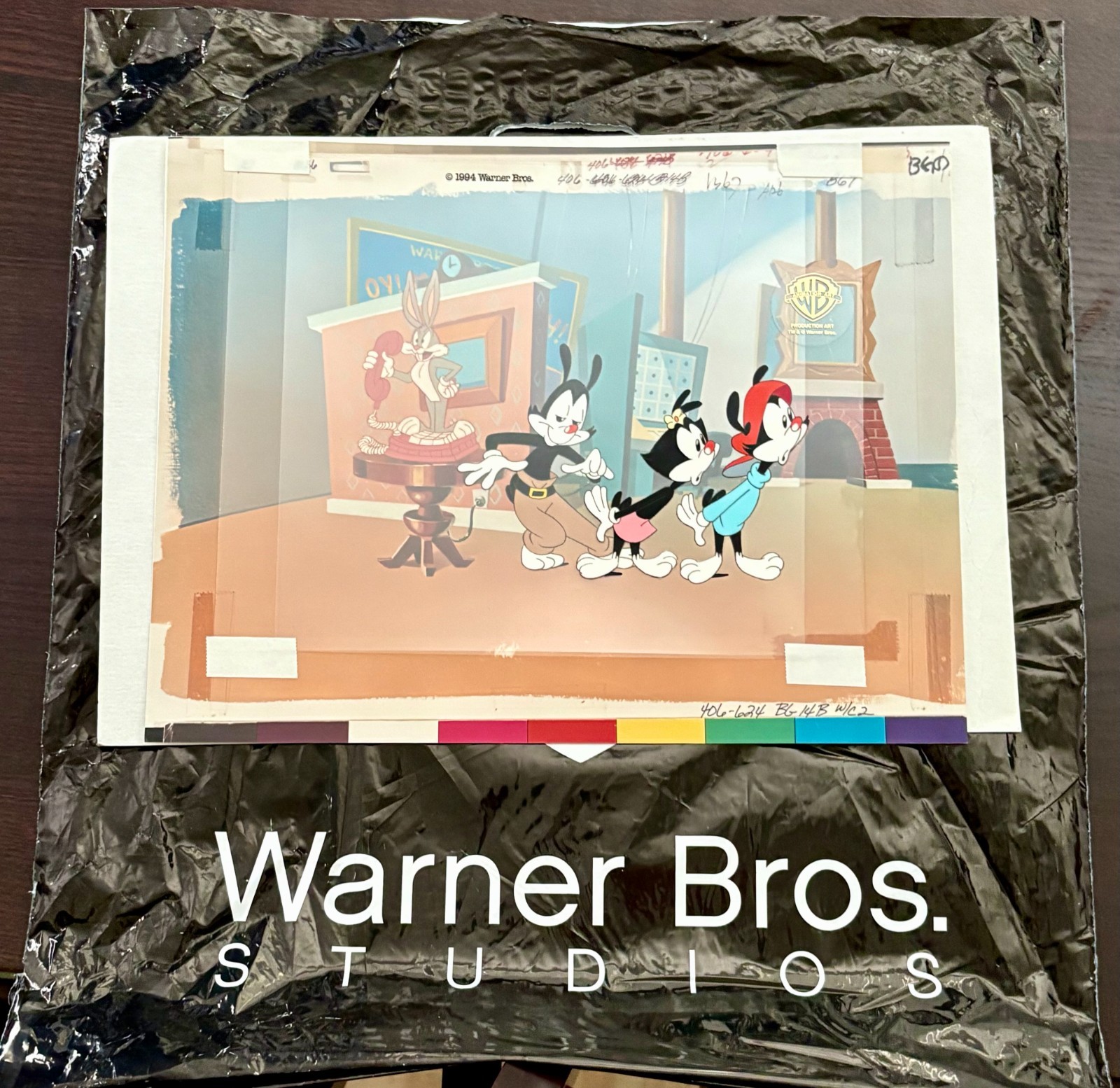 ANIMANIACS Animation Cel Yakko Wakko Dot + Bugs Bunny (as Phone) WB Lot Purchase ANIMANIACS Animation Cel Yakko Wakko Dot + Bugs Bunny (as Phone) WB Lot Purchase