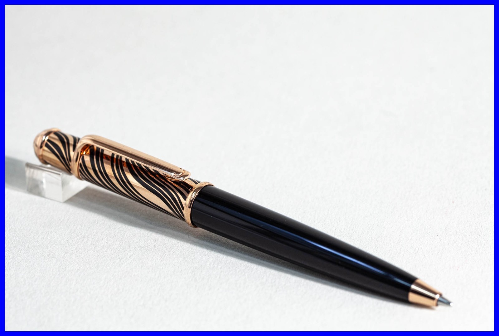 Mini Cartier Black & Rose Gold Tiger Claws DIABOLO BALLPOINT PEN