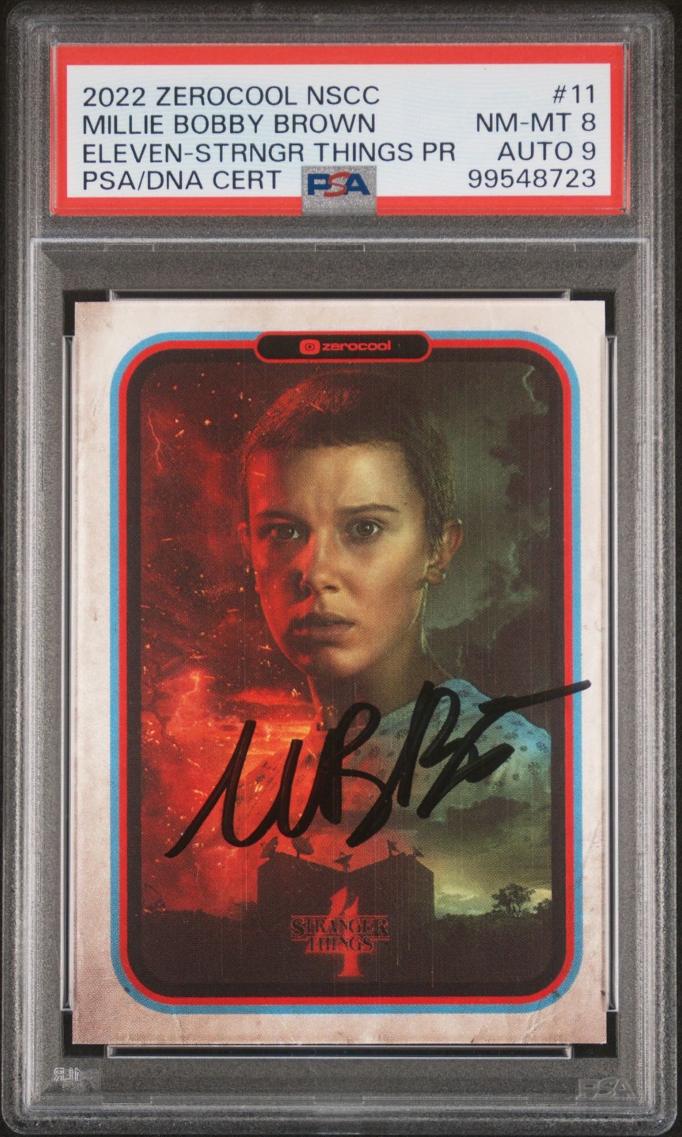 2022 ZEROCOOL NSCC ELEVEN PROMO AUTOGRAPH 1/1 PSA AUTHENTIC MILLIE BOBBY BROWN