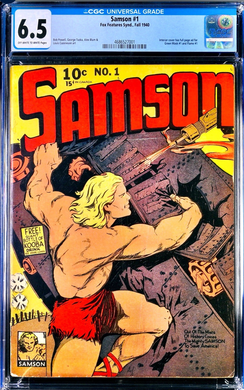 ⭐️ Samson #1,1940 CGC 6.5 Fine++ Classic Lou Fine WWII🇺🇸 Save America Cover ⭐️ Samson #1,1940 CGC 6.5 Fine++ Classic Lou Fine WWII🇺🇸 Save America Cover