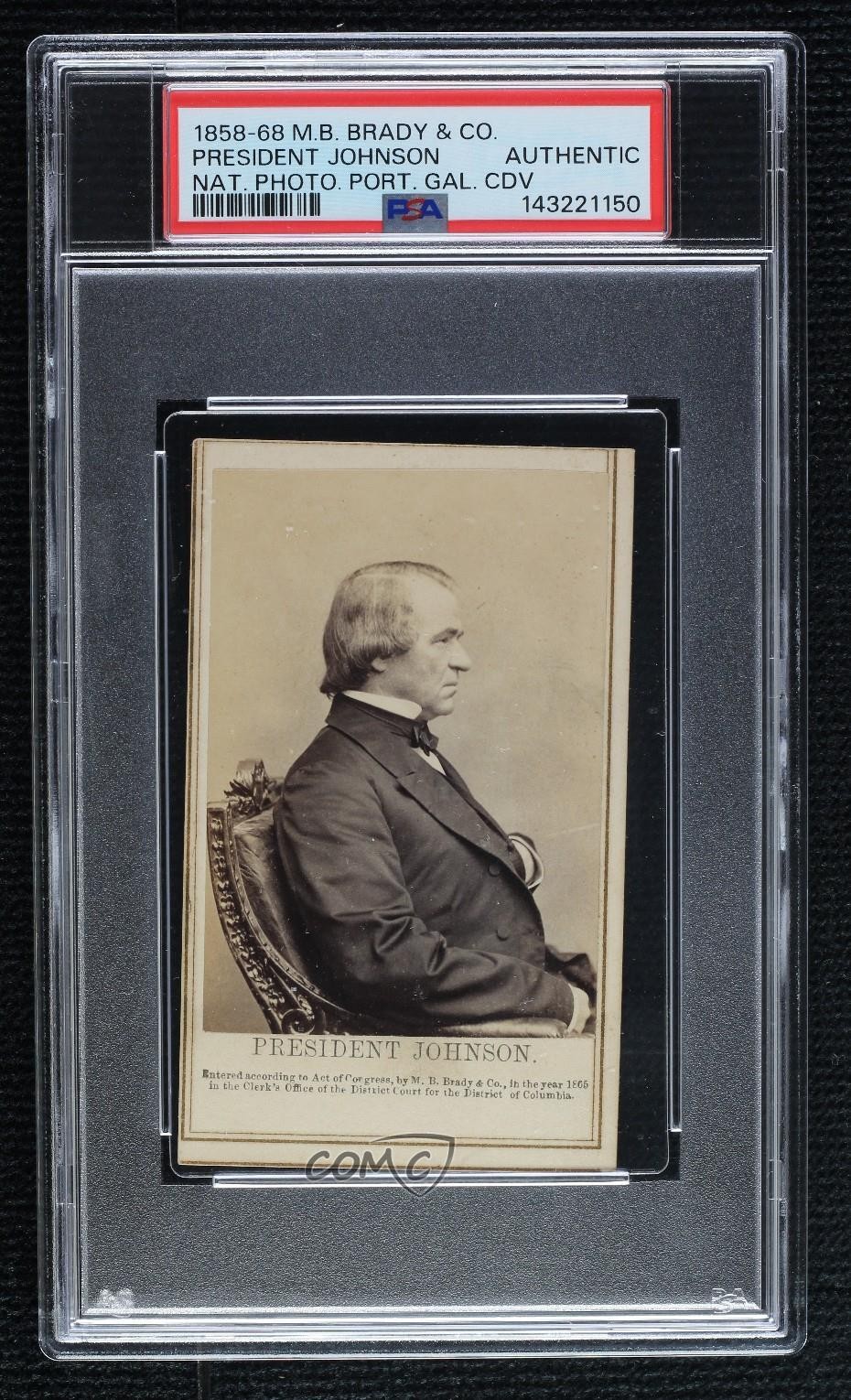 1858-68 Brady's National Portrait Gallery Andrew Johnson PSA Authentic 04le 1858-68 Brady's National Portrait Gallery Andrew Johnson PSA Authentic 04le