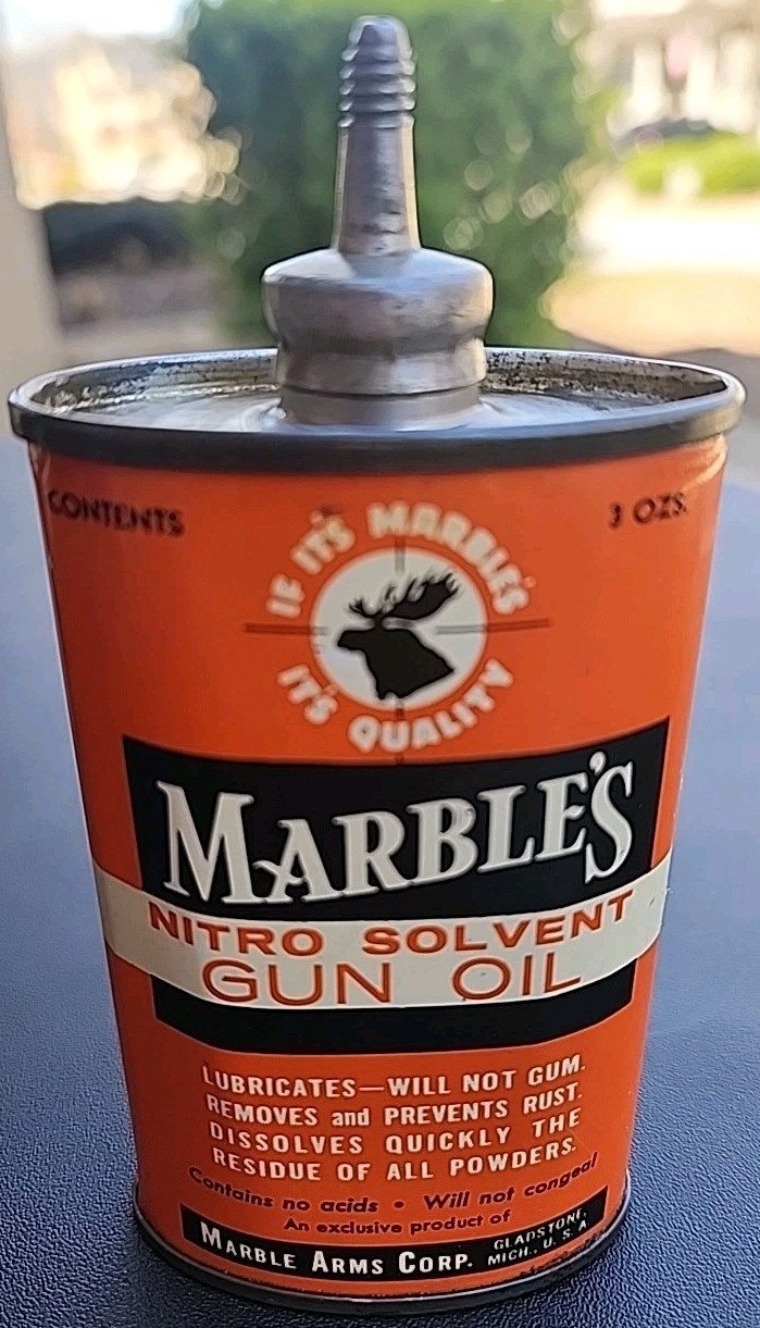 Vtg Marble’s Nitro Solvent Gun Oil Handy Oiler Lead Top Gladstone MI c.1930s–194 Vtg Marble’s Nitro Solvent Gun Oil Handy Oiler Lead Top Gladstone MI c.1930s–194