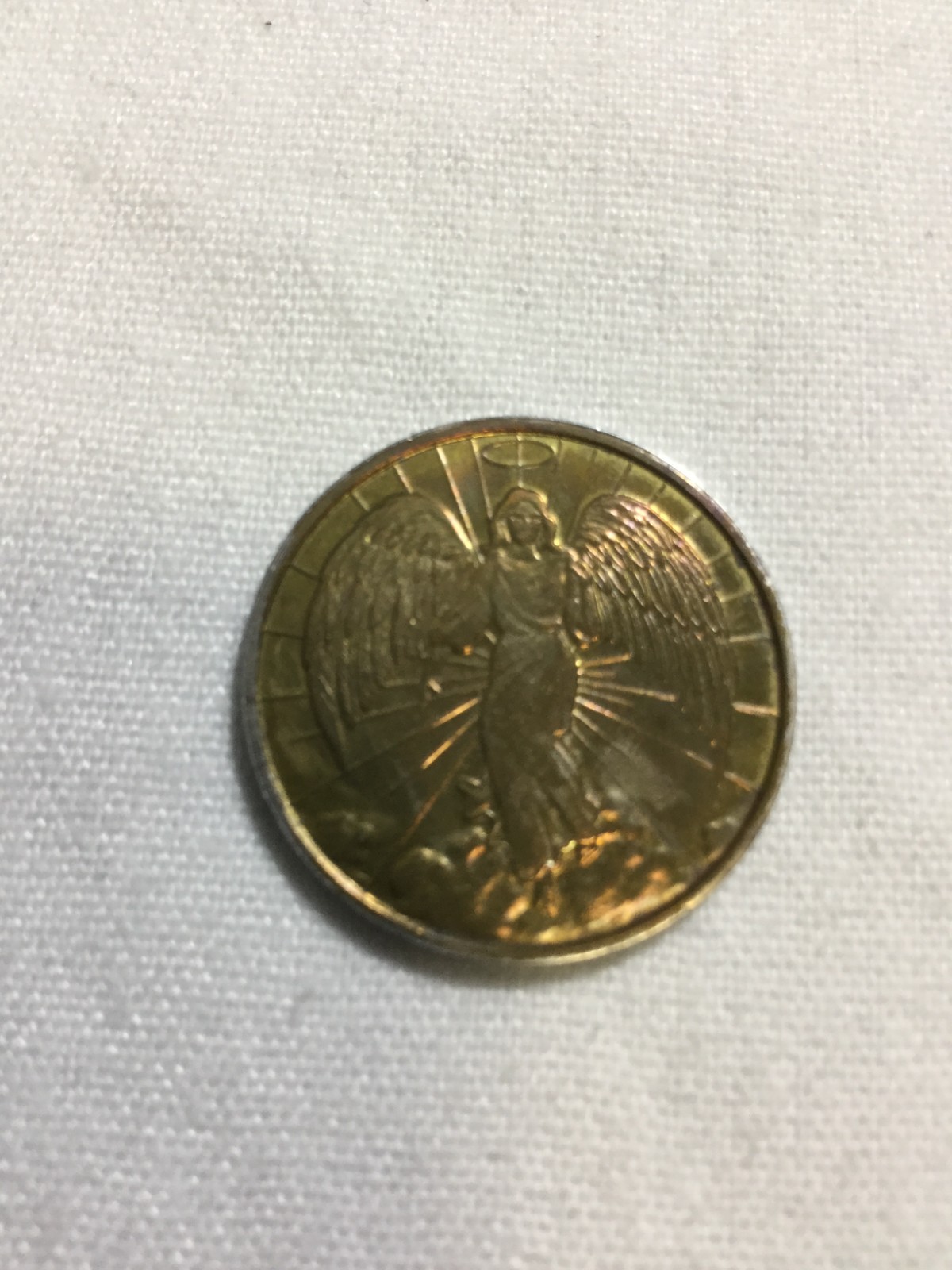 Vintage Double Sided Gold Plated Angelic Guardian Angel Coin Vintage Double Sided Gold Plated Angelic Guardian Angel Coin