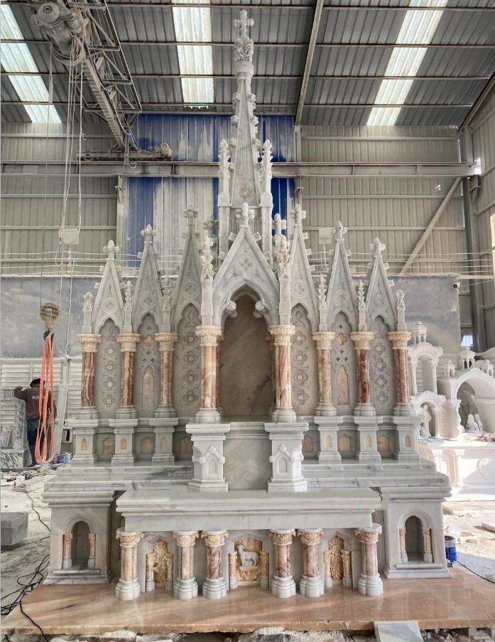 + Traditional Carved Marble Custom Gothic Church Altar - JX1001 - Chalice co. + Traditional Carved Marble Custom Gothic Church Altar - JX1001 - Chalice co.