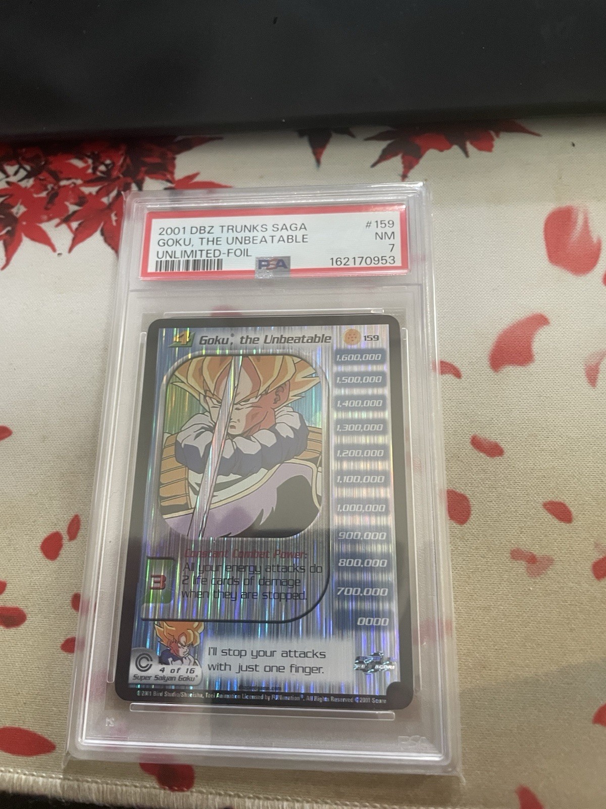 Score 2001 DBZ Trunks Saga Goku, the Unbeatable #159 Unlimited-Foil PSA 7 Score 2001 DBZ Trunks Saga Goku, the Unbeatable #159 Unlimited-Foil PSA 7