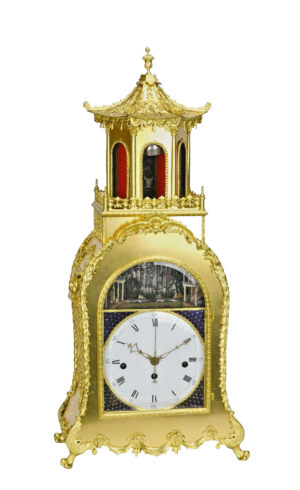 English George III Automaton Musical Bell Strike Monk Gilt Bronze Bracket Clock