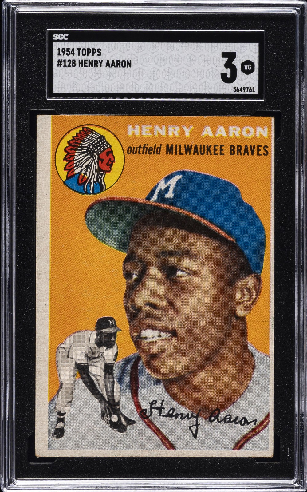 1954 TOPPS #128 HENRY AARON SGC 3 1954 TOPPS #128 HENRY AARON SGC 3