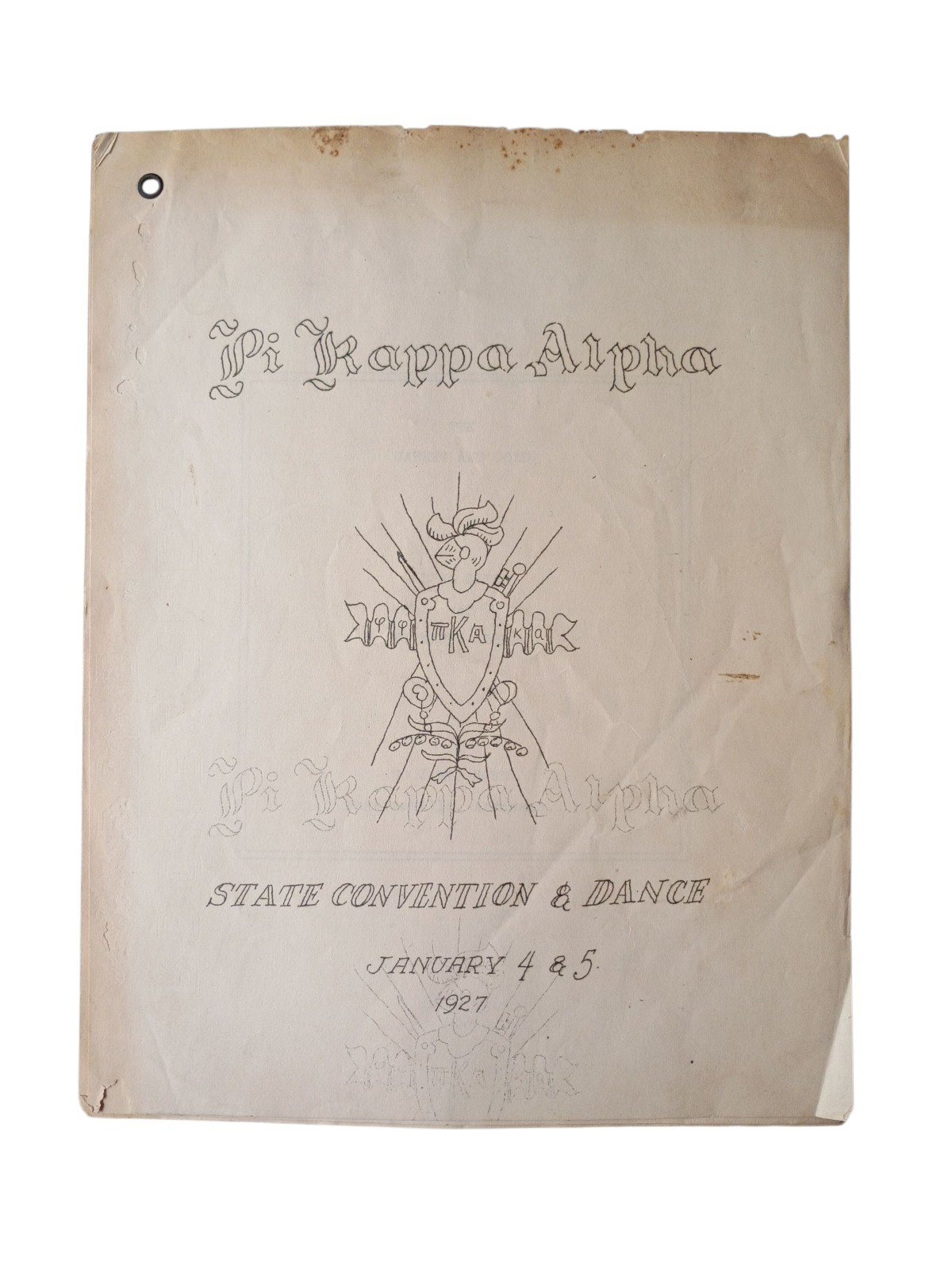 1927 Pi Kappa Alpha State Convention & Dance Fayetteville Arkansas 8 Pages 1927 Pi Kappa Alpha State Convention & Dance Fayetteville Arkansas 8 Pages