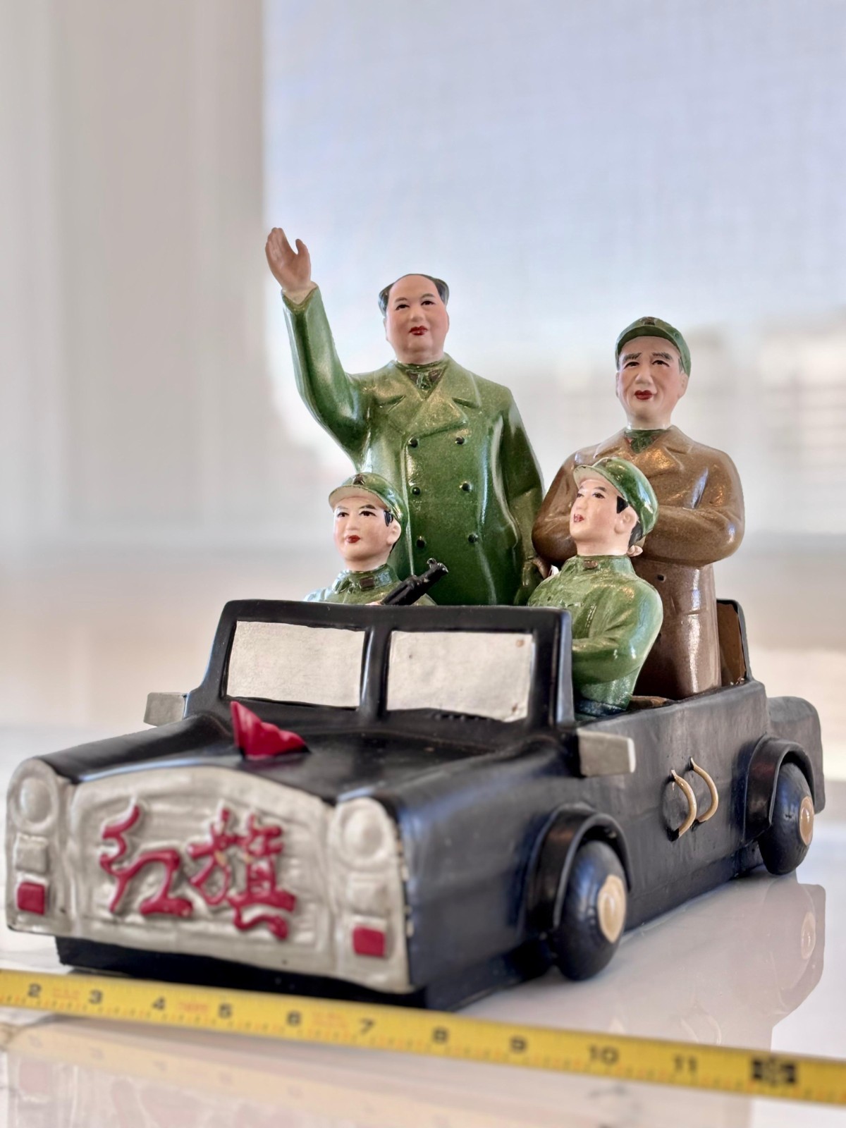 Chinese Revolutionary Porcelain Figure Group, Mao in Limousine with Lin Biao