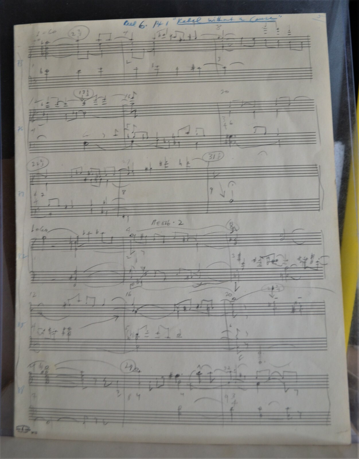 Leonard Rosenman Hand Written Rebel Without a Cause Lyrics  , James Dean Leonard