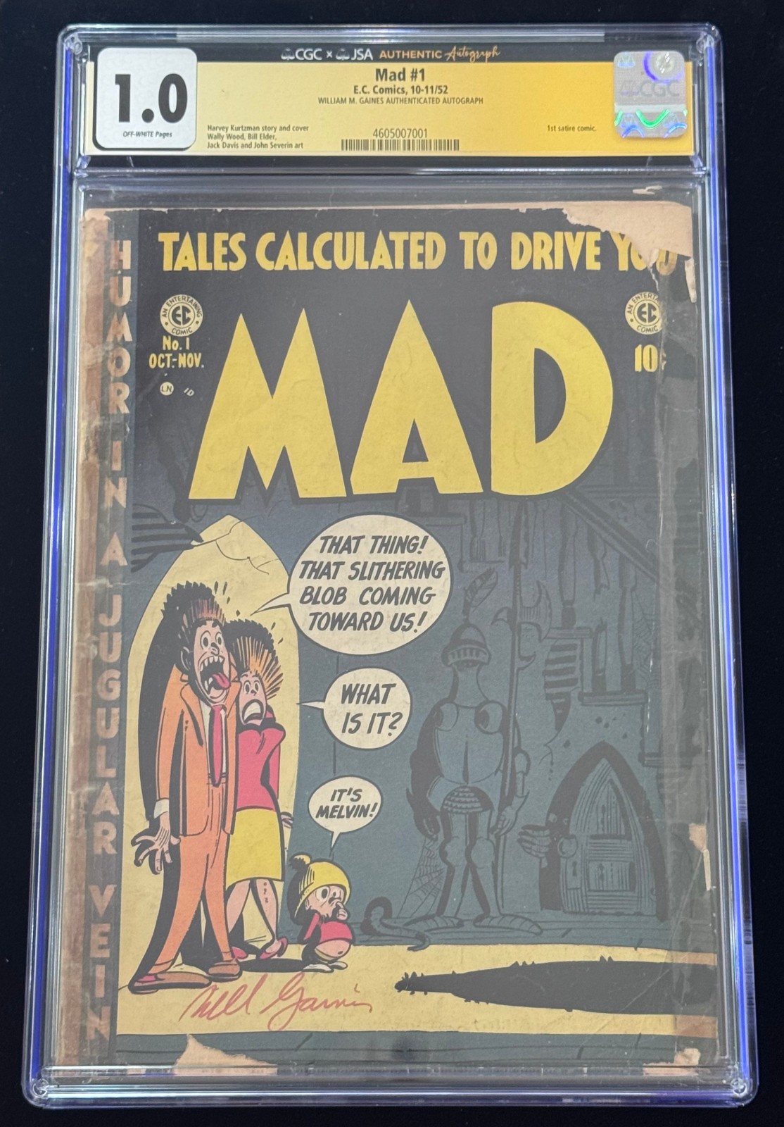 Signed William Bill Gaines 1952 #1 MAD Magazine Founder Autographed Auto 1/1 CGC Signed William Bill Gaines 1952 #1 MAD Magazine Founder Autographed Auto 1/1 CGC