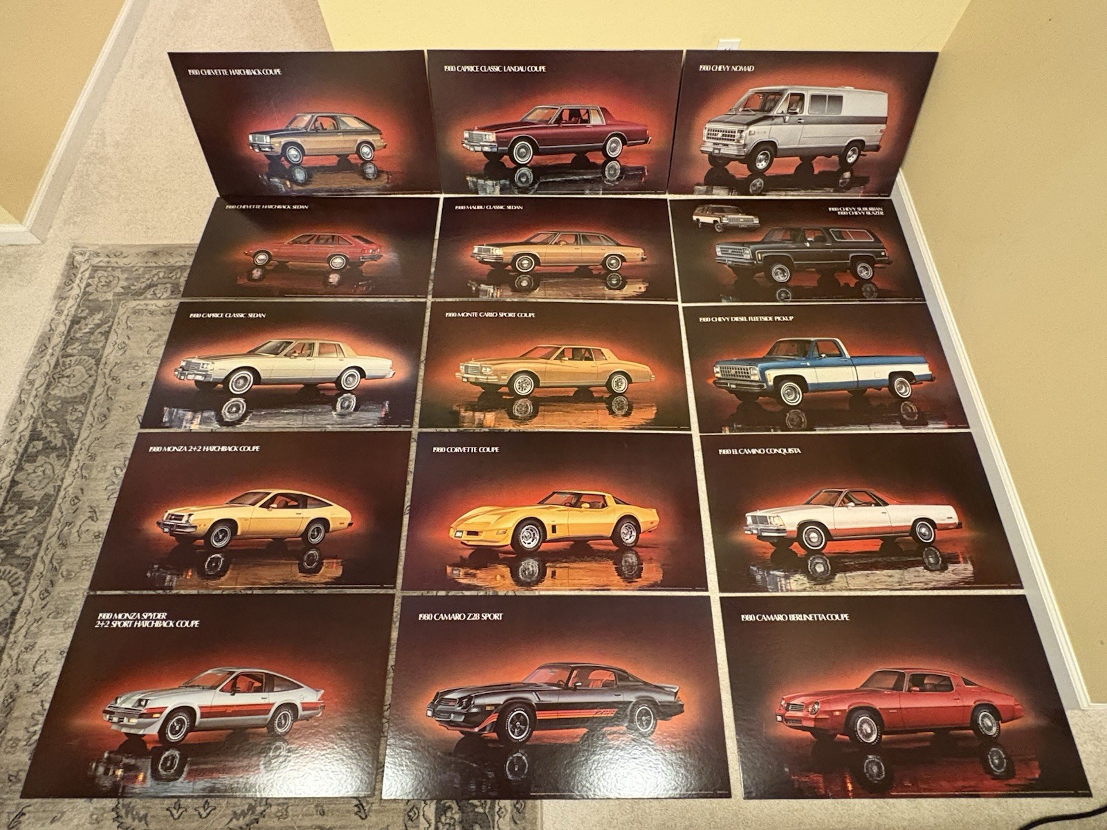 1980 Chevrolet 32” x 18” Chevy Dealer Poster Set of 15-Corvette, Camaro, Blazer+