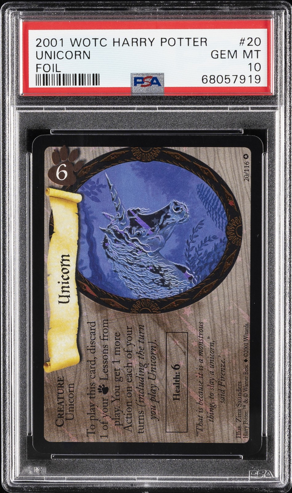 2001 WOTC HARRY POTTER FOIL #20 UNICORN PSA 10 2001 WOTC HARRY POTTER FOIL #20 UNICORN PSA 10