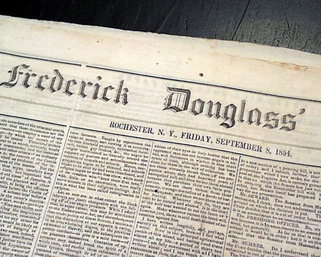 Rare 1854 FREDERICK DOUGLASS' NEWSPAPER Post North Star Slavery Slaves Abolition Rare 1854 FREDERICK DOUGLASS' NEWSPAPER Post North Star Slavery Slaves Abolition