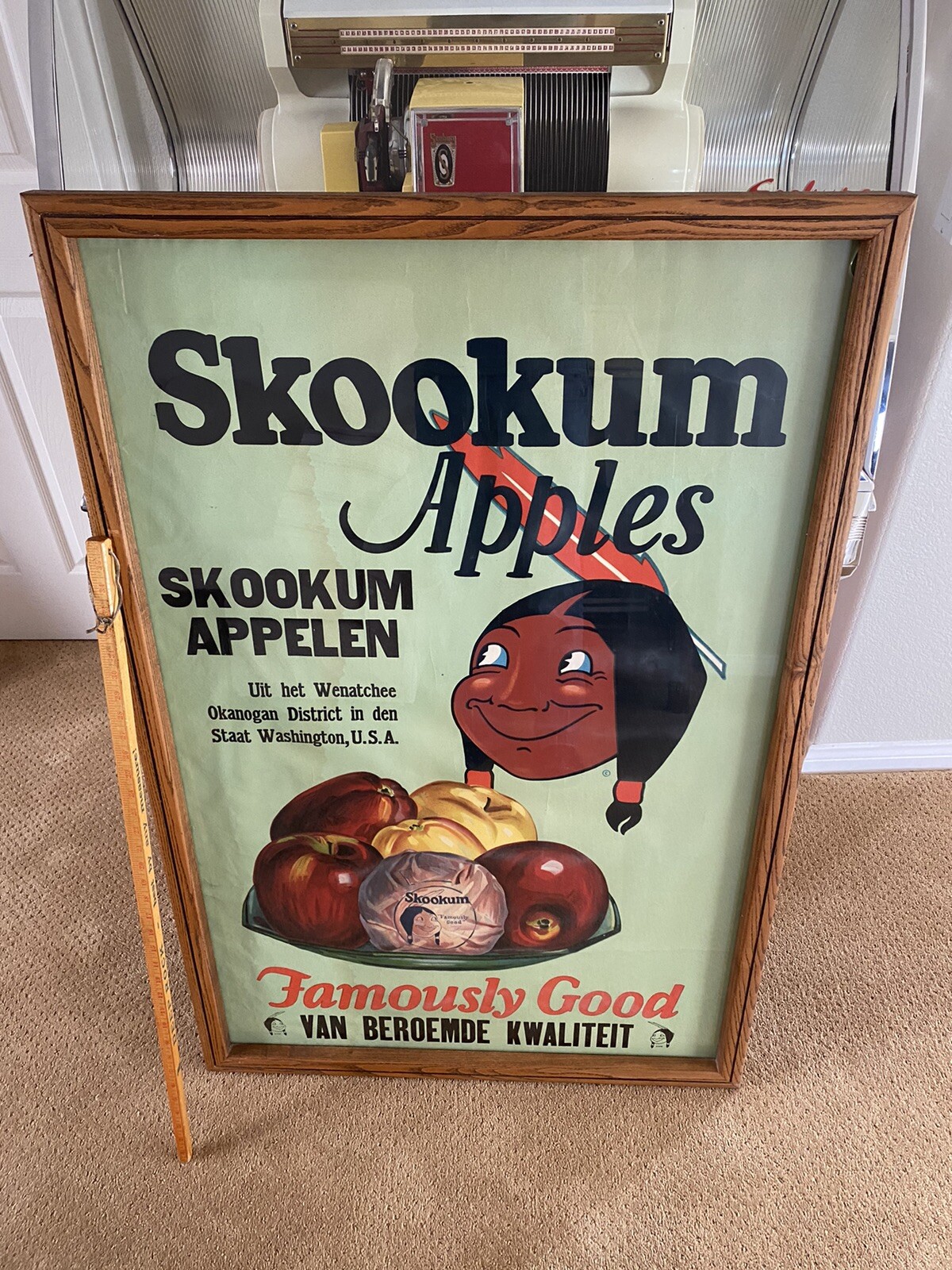 Antique Advertising SKOOKUM Framed Cardboard Poster Old Store Sign 48x32” Circa Antique Advertising SKOOKUM Framed Cardboard Poster Old Store Sign 48x32” Circa