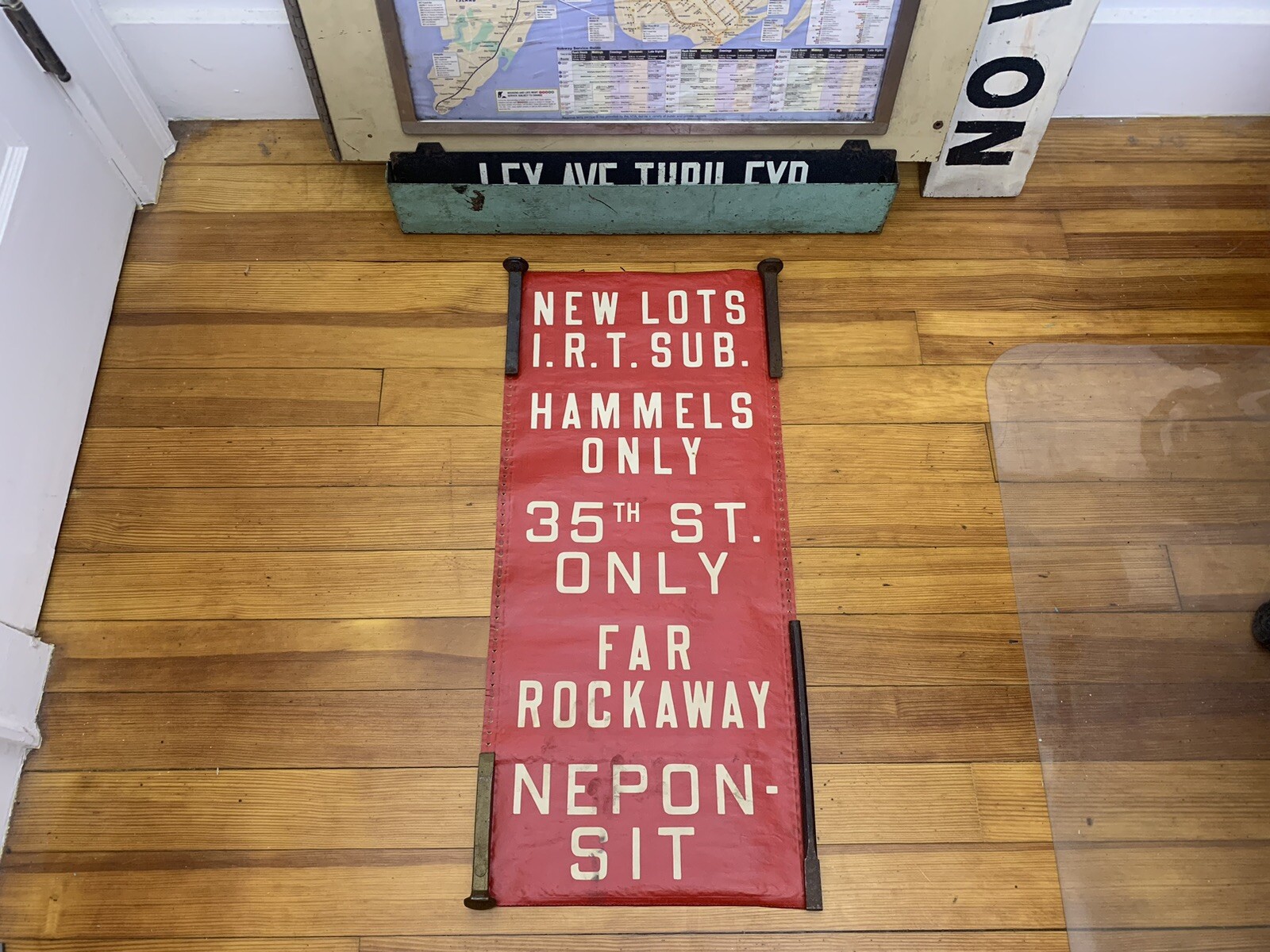 NY NYC BUS ROLL SIGN NEW LOTS IRT SUBWAY NEPONSIT MINEOLA RIIS PARK BEACH OCEAN