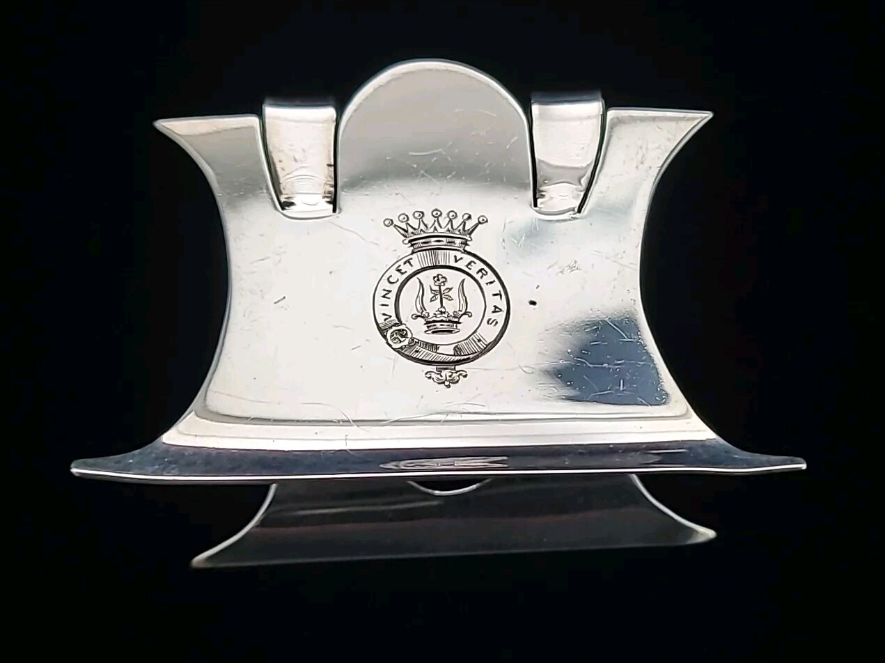 Rare Antique Silver Royal Armorial Menu Holder Royalty Cipher Crown Coat Arms UK Rare Antique Silver Royal Armorial Menu Holder Royalty Cipher Crown Coat Arms UK