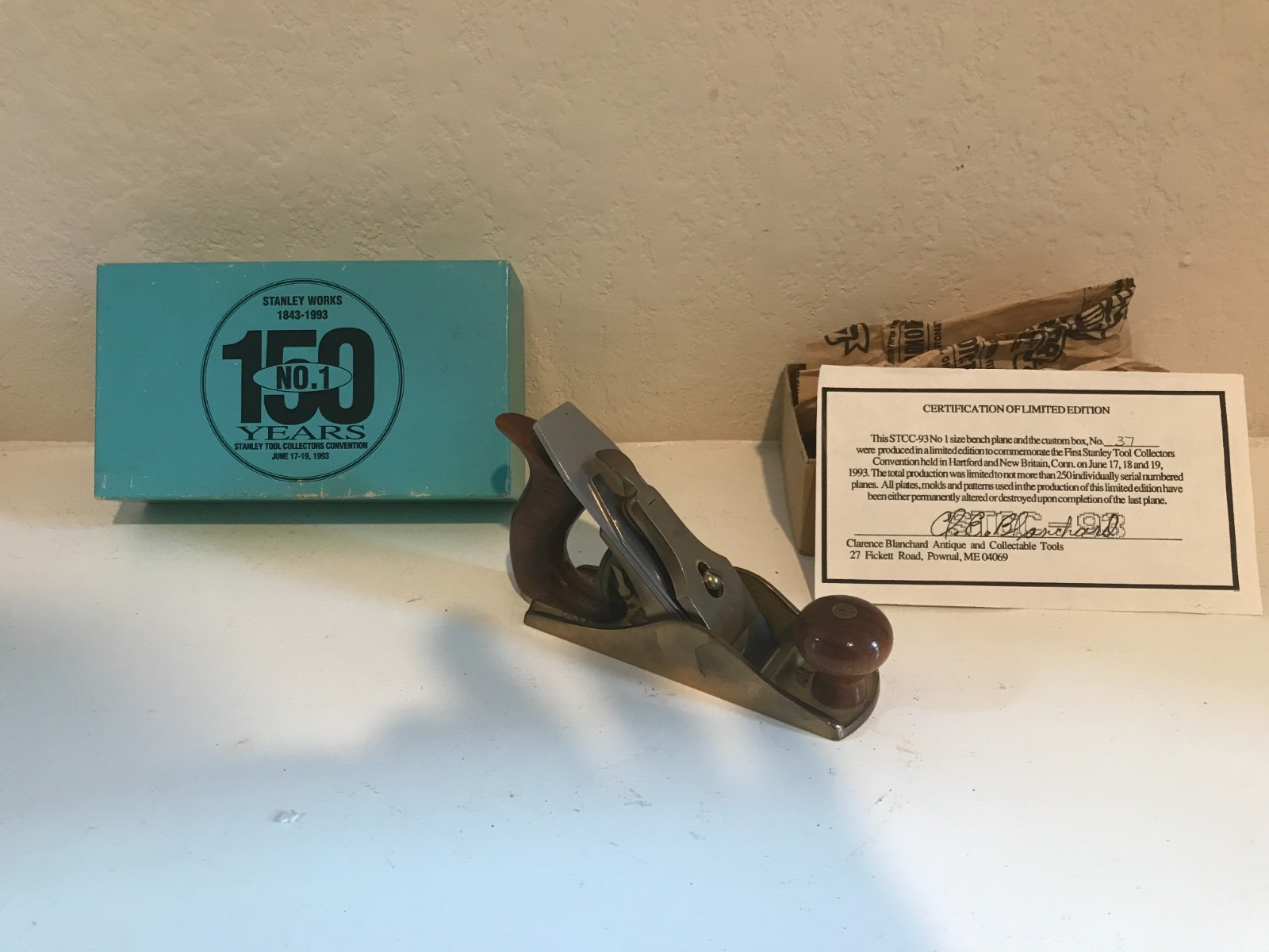 VERY RARE Lie-Nielsen No. 1 Stanley 150th Anniversary #37 of 250 w/ Box & COA