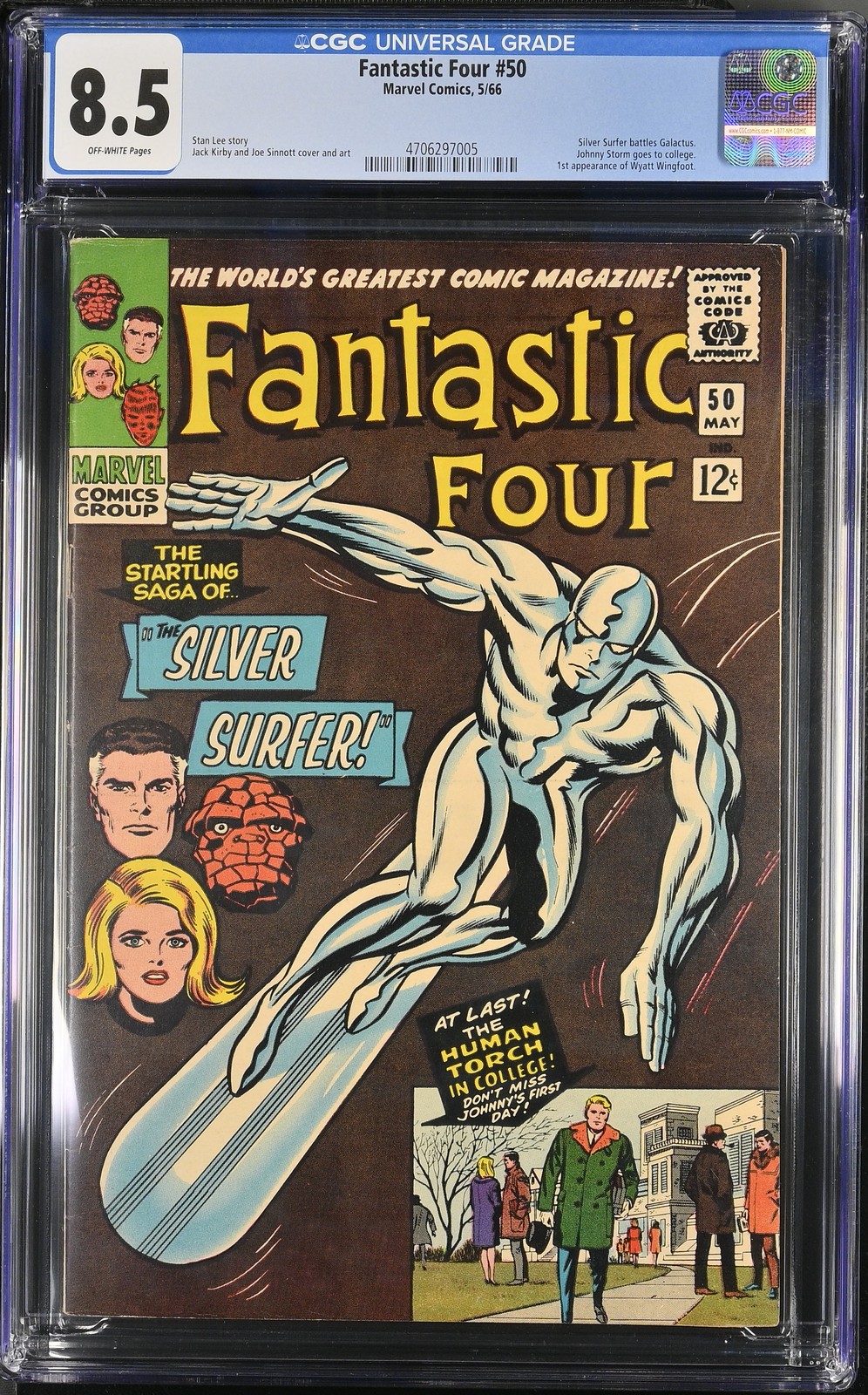 Fantastic Four #50 CGC 8.5 VF+ 1st Wyatt Wingfoot Jack Kirby 1966 Silver Fantastic Four #50 CGC 8.5 VF+ 1st Wyatt Wingfoot Jack Kirby 1966 Silver
