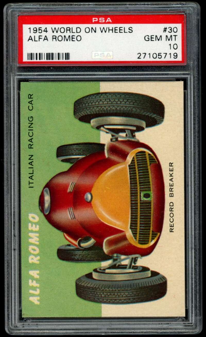 1954 Topps World on Wheels #30 Alfa Romeo Racing Car POP one PSA 10  (5719)