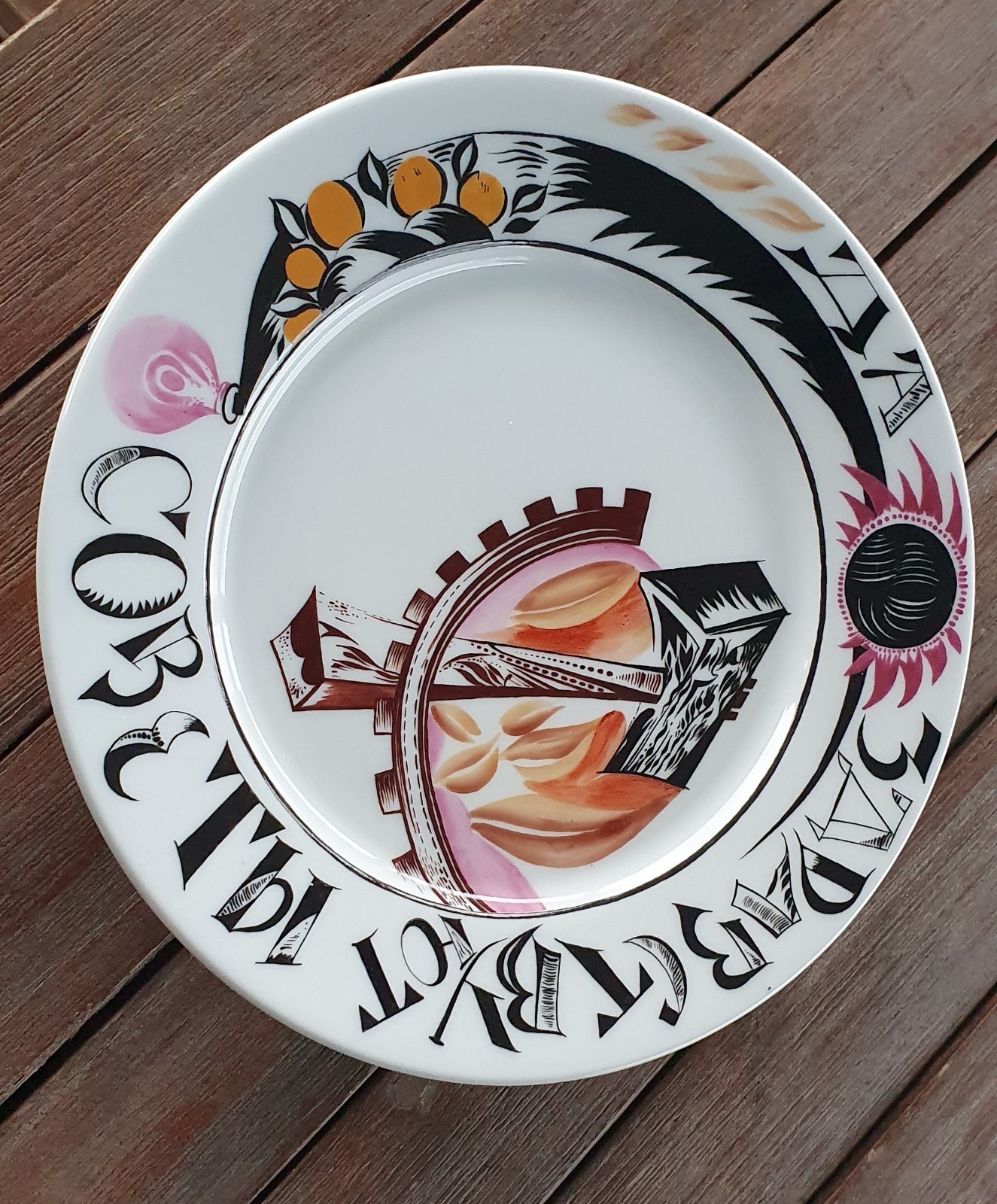 1921 Soviet Russia Propaganda Porcelain Plate USSR Avangard Russian Rare