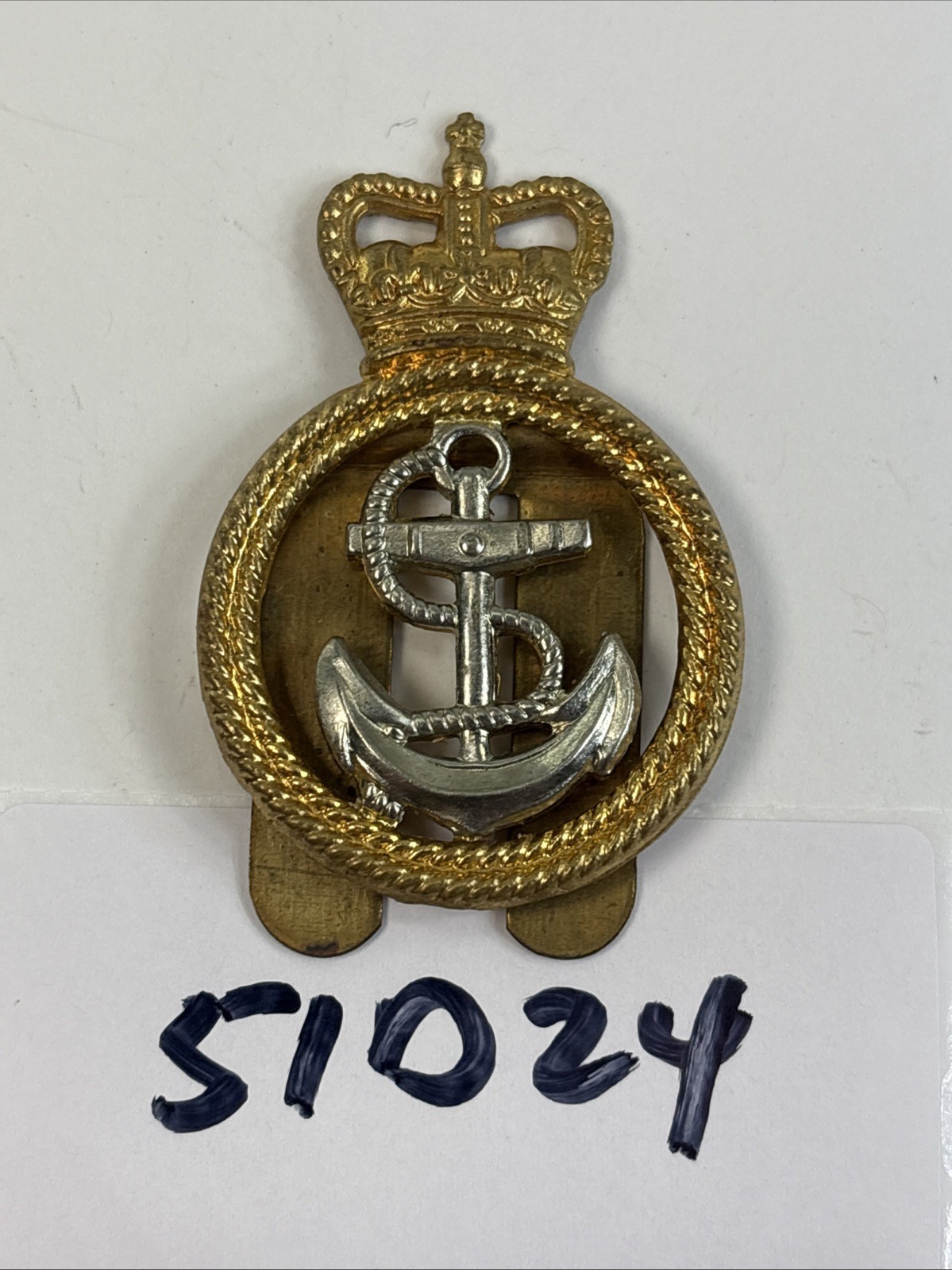 British Royal Navy Petty Officers Cap Badge Insignia Anchor Slide Clip 51D24