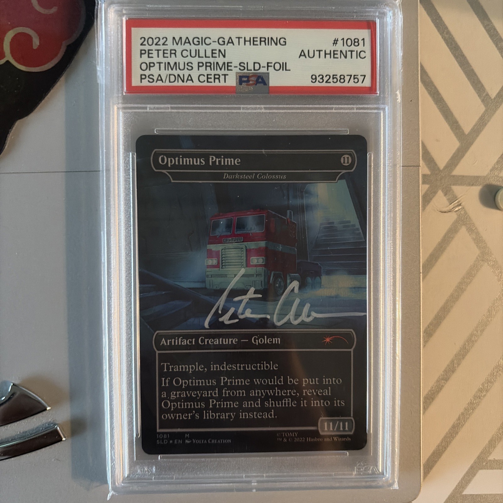 Transformers Optimus Prime Peter Cullen MTG SLD #1081 PSA double Auto RARE 🔥🔥