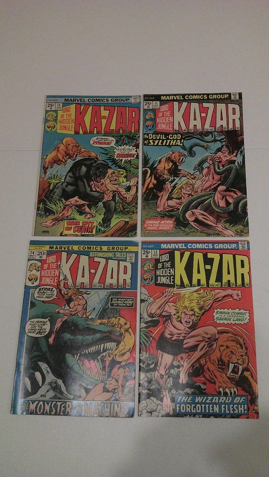 Kazar Lot of 4 Kazar #'s 10,11,12 Astonishing Tales #14 Marvel Comics 1975 Kazar Lot of 4 Kazar #'s 10,11,12 Astonishing Tales #14 Marvel Comics 1975