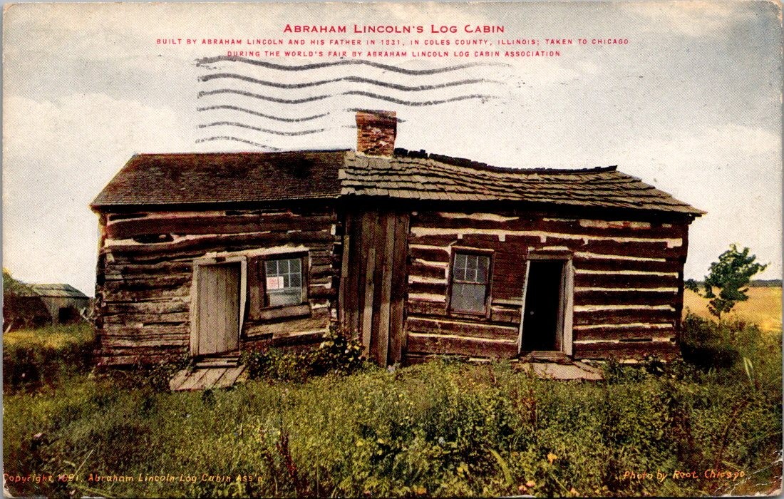 Abraham Lincoln's LOG CABIN Coles County ILLINOIS c1915 Postcard Abraham Lincoln's LOG CABIN Coles County ILLINOIS c1915 Postcard