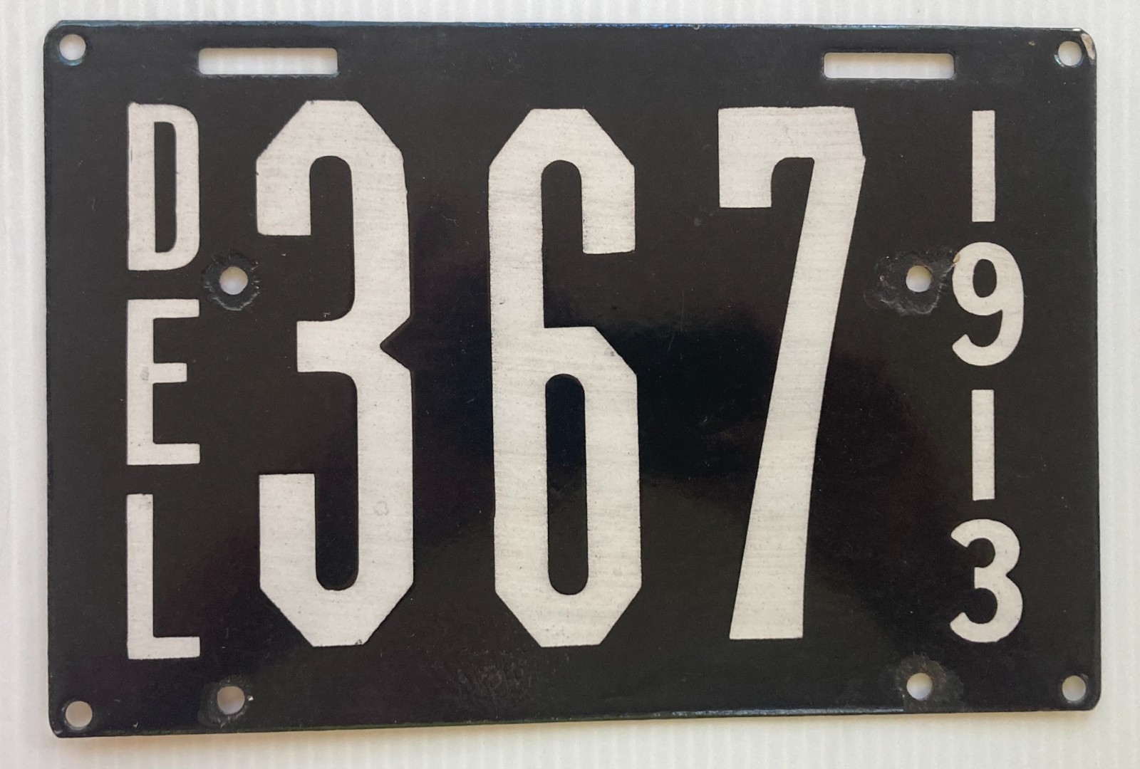 1913 DELAWARE PORCELAIN ENAMEL LICENSE PLATE VINTAGE MAN CAVE DAD'S GARAGE #367 1913 DELAWARE PORCELAIN ENAMEL LICENSE PLATE VINTAGE MAN CAVE DAD'S GARAGE #367