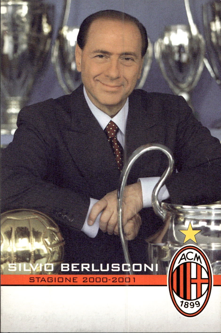 postcard postcard Calcio Milan 2000/01 Silvio Berlusconi PalmaRes