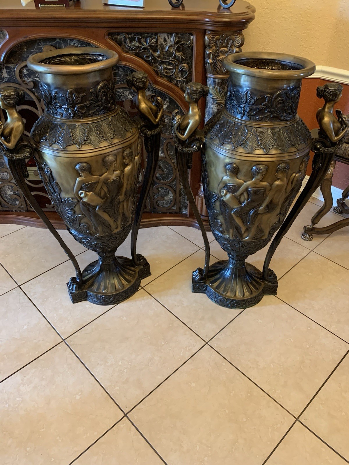 Art Nouveau Bronze Vase, France, 1890s 48in Art Nouveau Bronze Vase, France, 1890s 48in