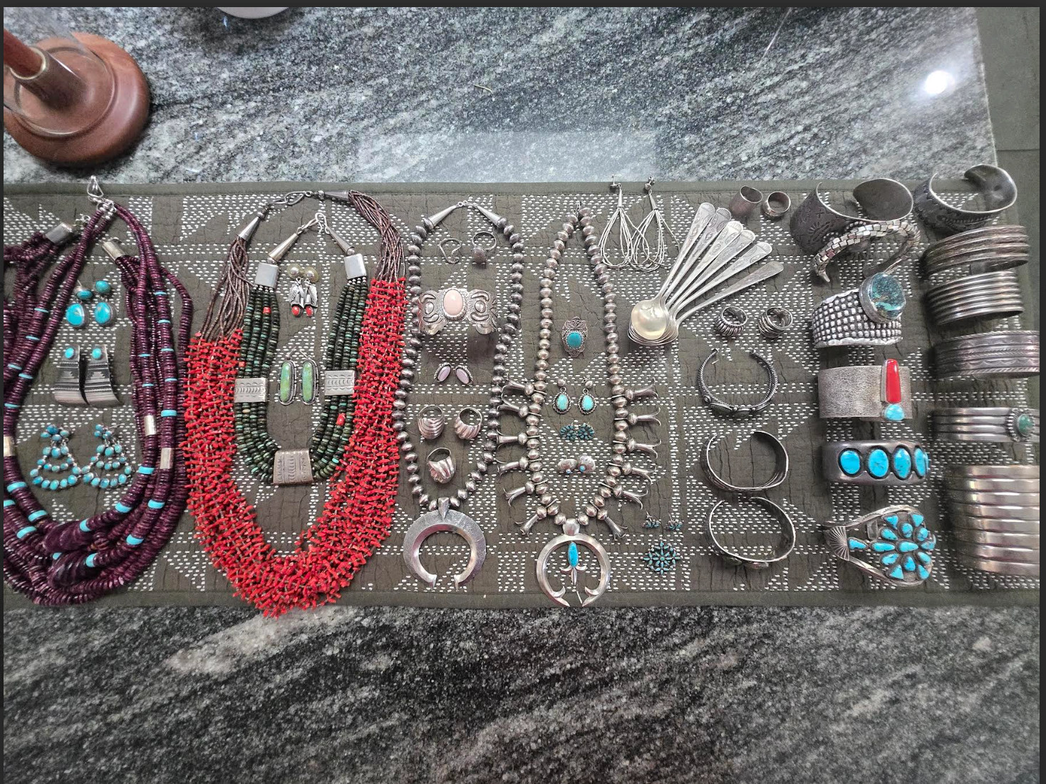 Native American Navajo sterling silver turquoise jewelry lot necklaces, earrings Native American Navajo sterling silver turquoise jewelry lot necklaces, earrings