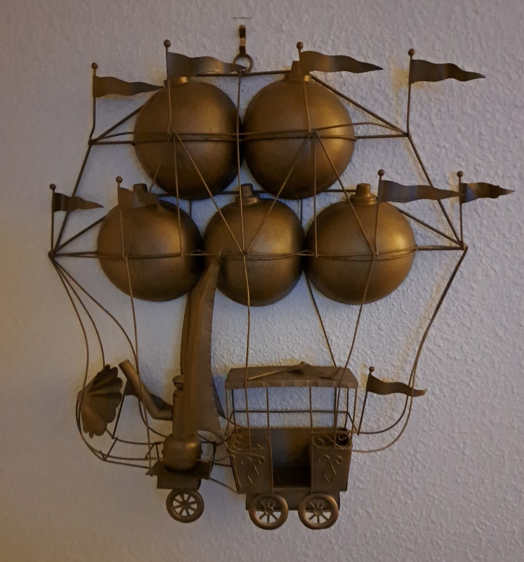 VTG MCM Curtis Jere Metal Flying Hot Air Balloon Airship 70's Wall Art Sculpture
