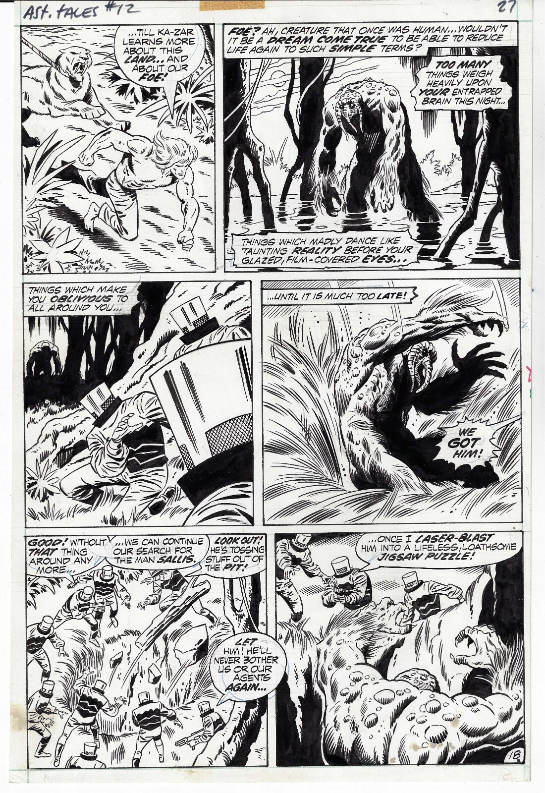 ASTONISHING TALES # 12 PAGE 18 2nd APPEARANCE OF THE MAN-THING JOHN BUSCEMA 1972 ASTONISHING TALES # 12 PAGE 18 2nd APPEARANCE OF THE MAN-THING JOHN BUSCEMA 1972