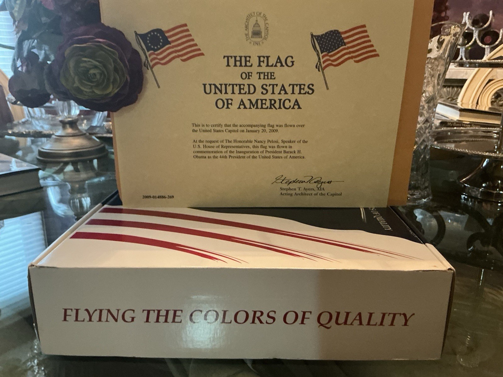 Flag Flown U.S. Capitol Inauguration 2009 President BARACK OBAMA by NANCY PELOSI Flag Flown U.S. Capitol Inauguration 2009 President BARACK OBAMA by NANCY PELOSI