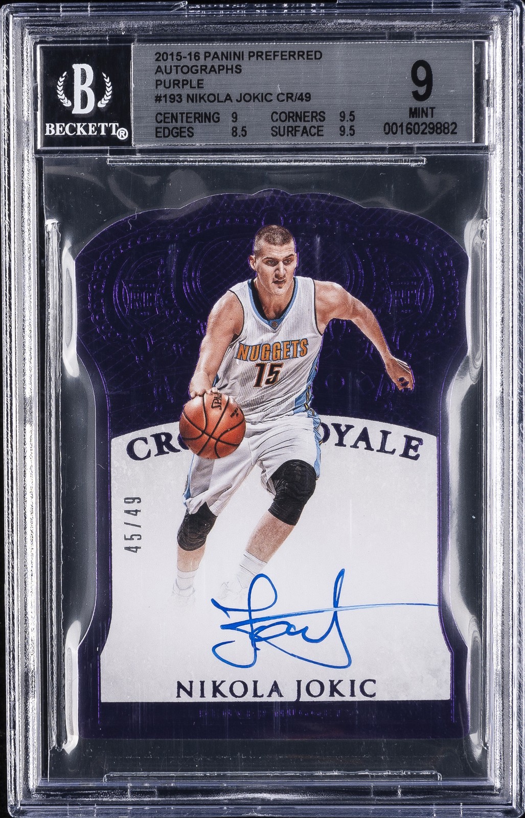 2015-16 PANINI PREFERRED AUTOS PURPLE #193 NIKOLA JOKIC BGS 9 2015-16 PANINI PREFERRED AUTOS PURPLE #193 NIKOLA JOKIC BGS 9