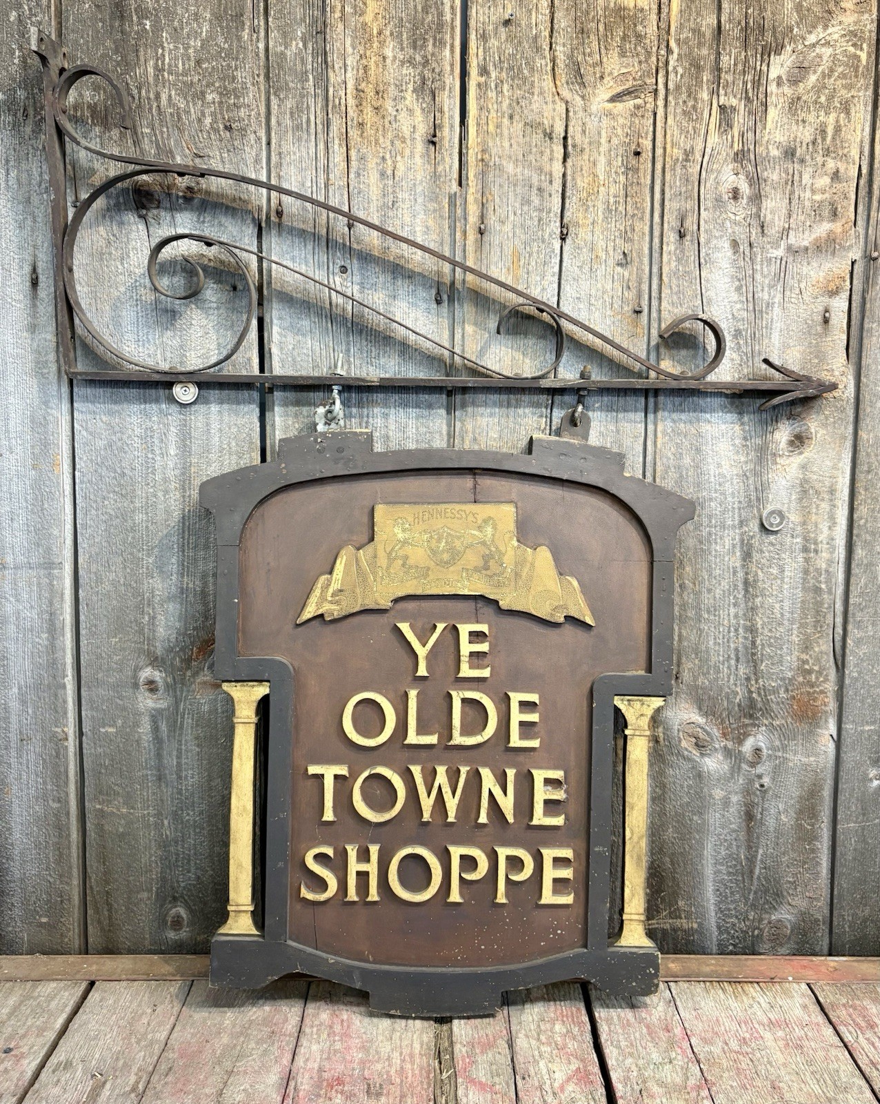 INCREDIBLE Early 1900’s Hennessy Candy Store Boston MA Wooden Sign W OG Bracket INCREDIBLE Early 1900’s Hennessy Candy Store Boston MA Wooden Sign W OG Bracket