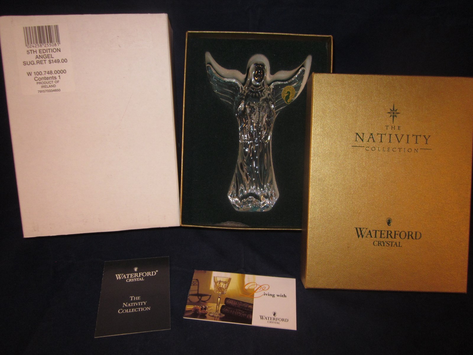 WATERFORD CRYSTAL Nativity Angel #5 Wings Spread 5th Herald Angel STICKER BOX WATERFORD CRYSTAL Nativity Angel #5 Wings Spread 5th Herald Angel STICKER BOX