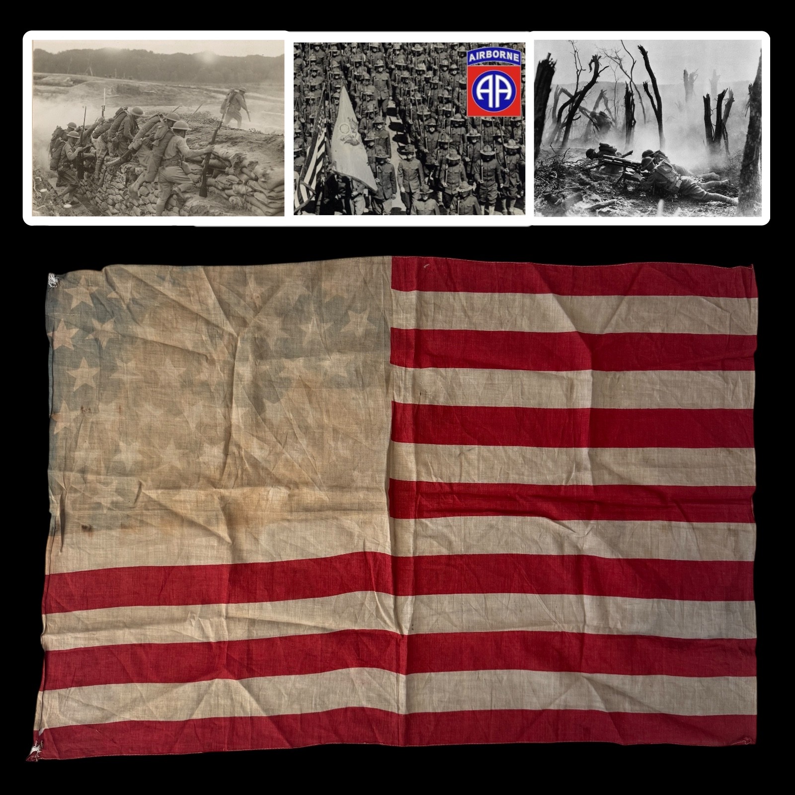RARE WWI 327th Infantry Cpl. Keopke Saint Mihiel Meuse Argonne Combat Flag COA RARE WWI 327th Infantry Cpl. Keopke Saint Mihiel Meuse Argonne Combat Flag COA