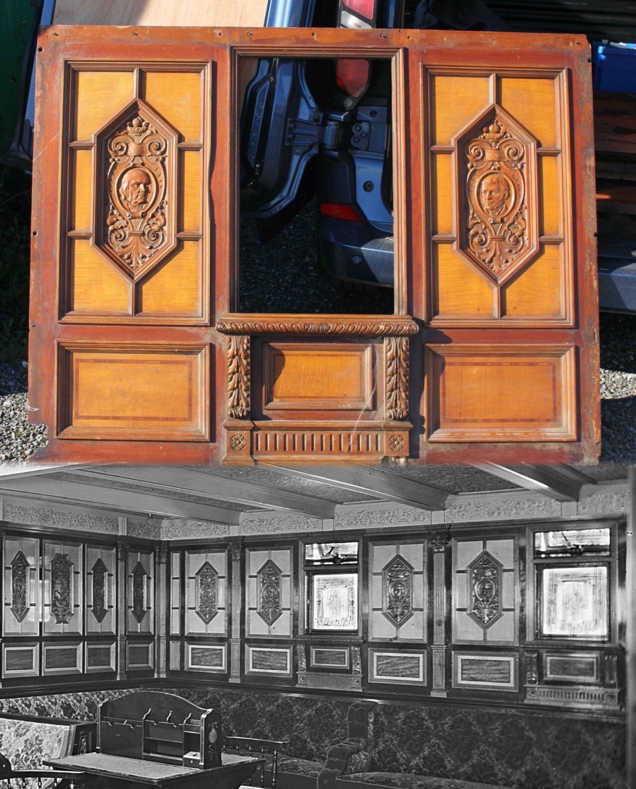 WHITE STAR LINE RMS ROMANIC 1ST CLASS LIBRARY PANELING C-1893 RMS NEW ENGLAND WHITE STAR LINE RMS ROMANIC 1ST CLASS LIBRARY PANELING C-1893 RMS NEW ENGLAND